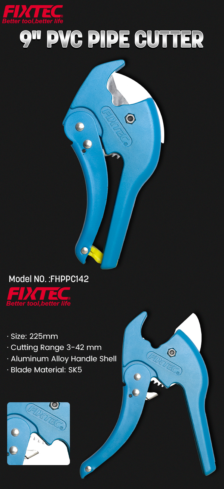 FIXTEC 9" PVC Pipe Cutter